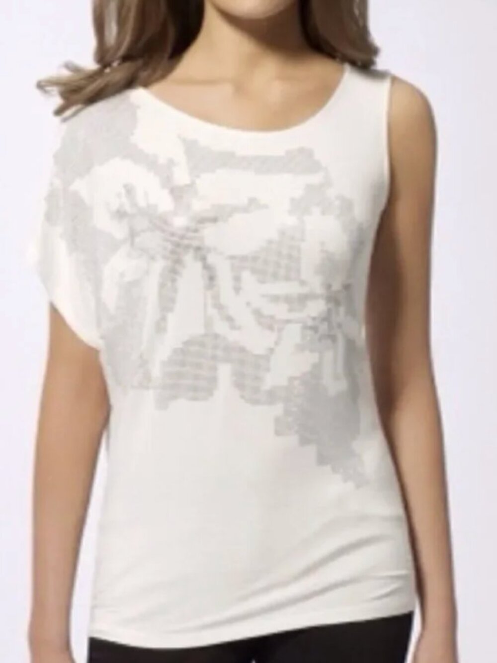 Vintage Y2K Cache Asymmetric Cold Shoulder Rhinestone Top Womens Size Medium